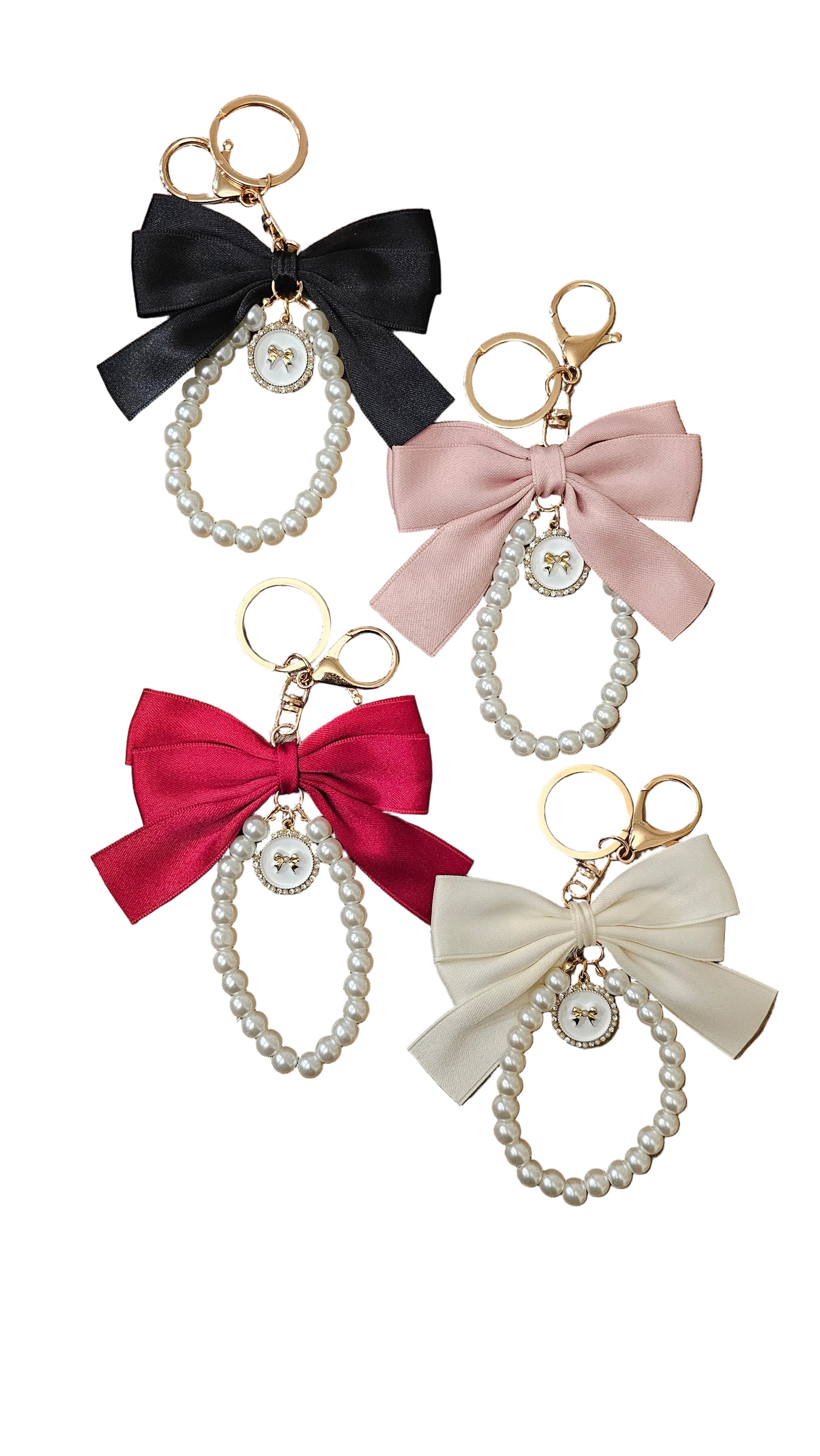 Elegant Pearl Bow Keychain
