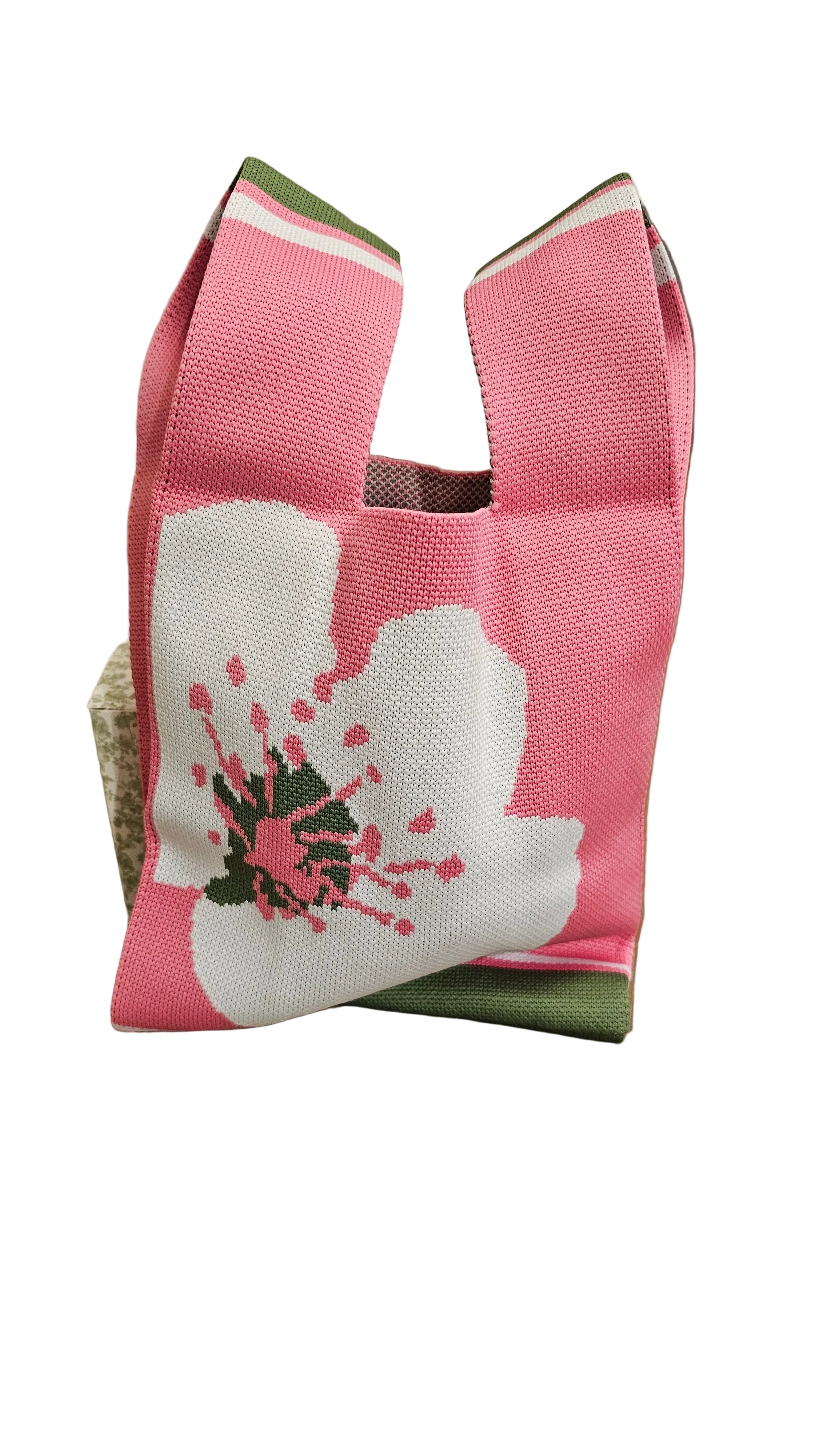 Reusable Knit Mini Tote Bag – Floral Collection