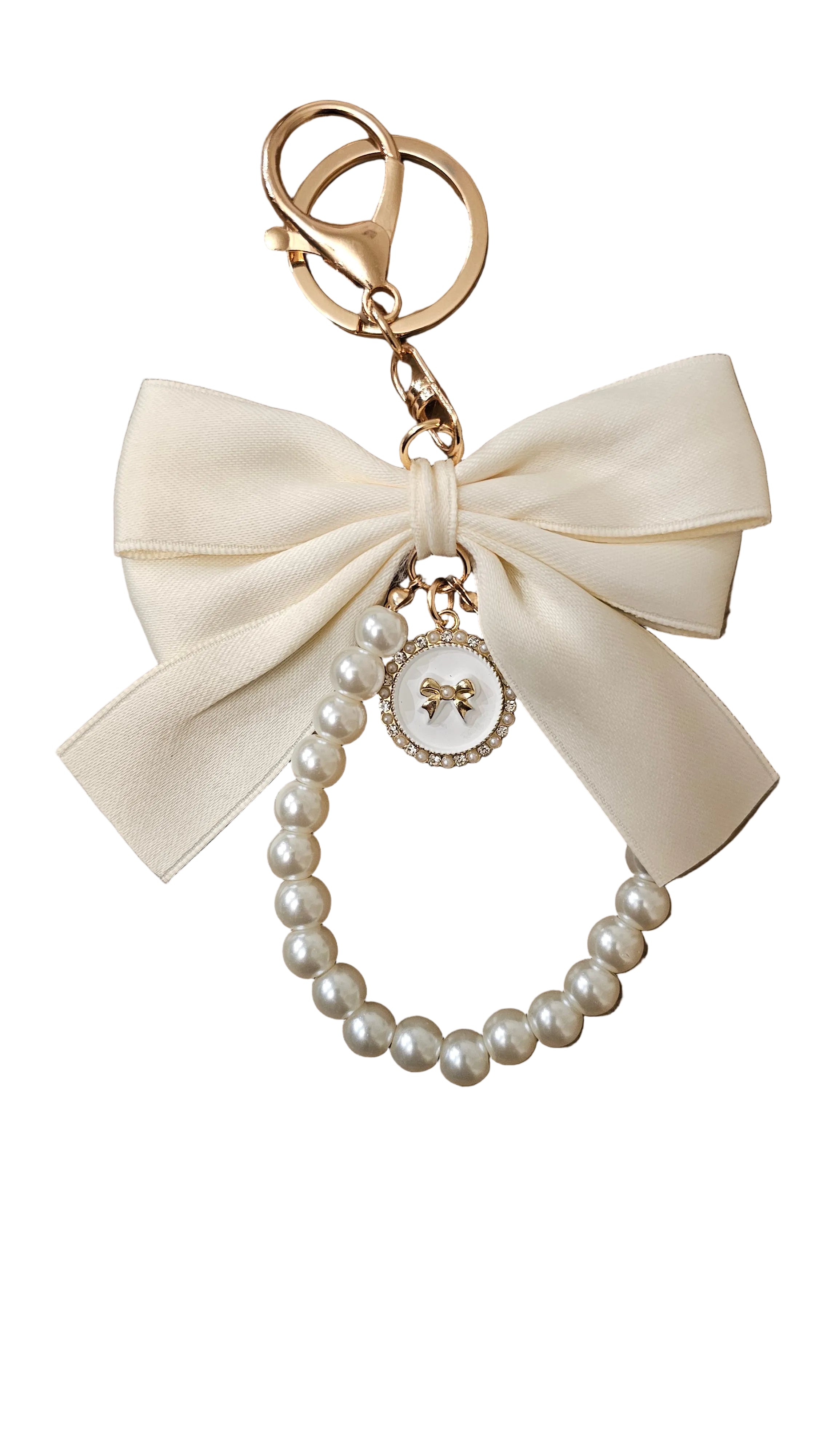 Elegant Pearl Bow Keychain
