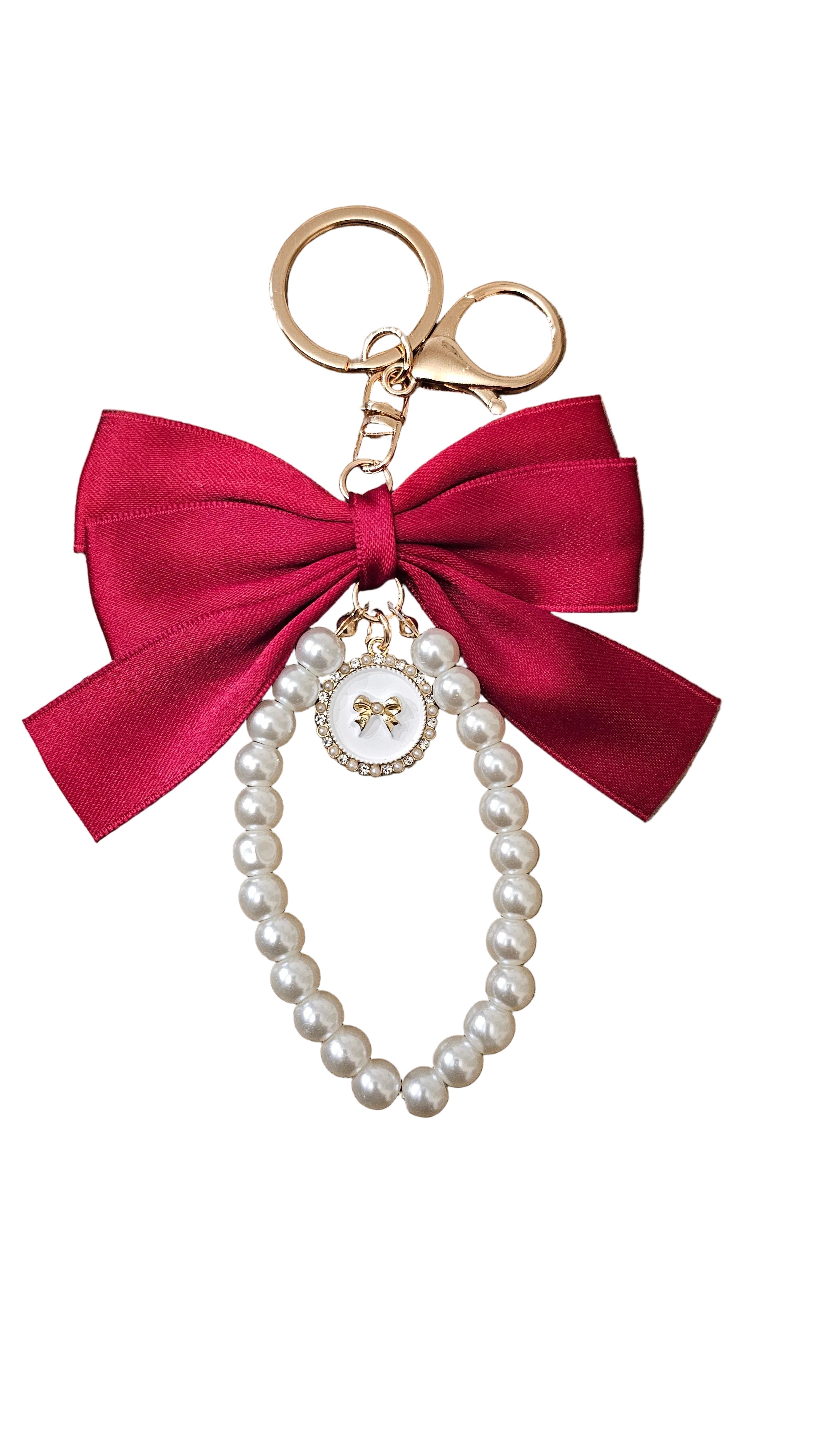 Elegant Pearl Bow Keychain