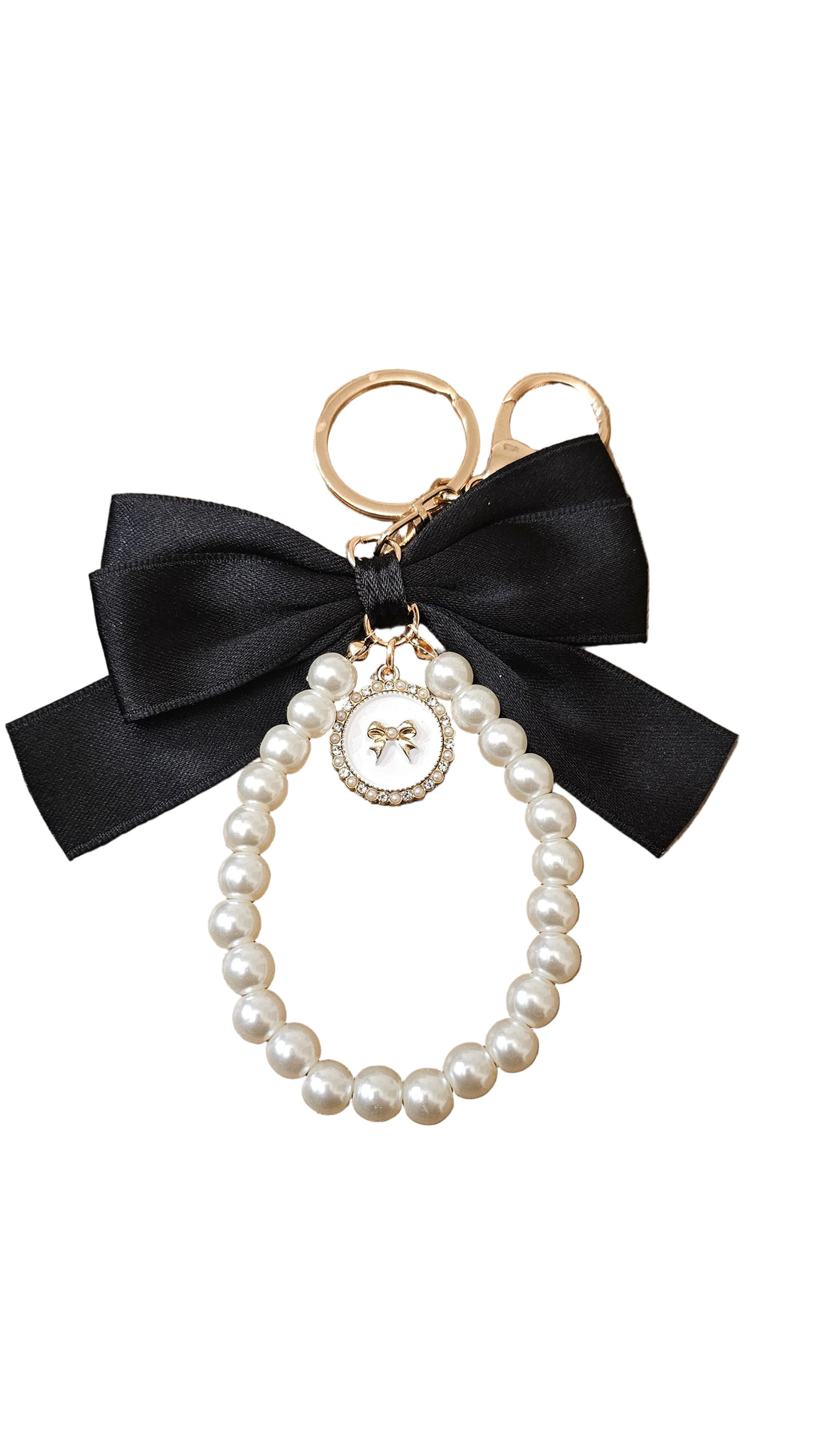 Elegant Pearl Bow Keychain