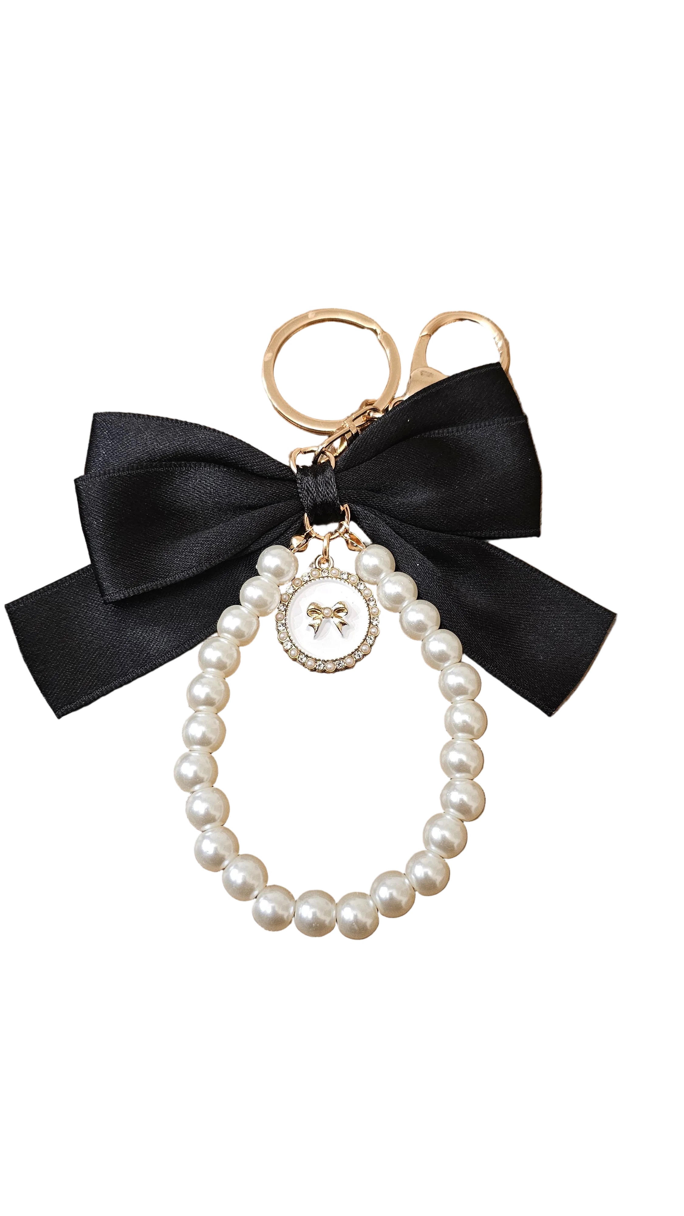 Elegant Pearl Bow Keychain