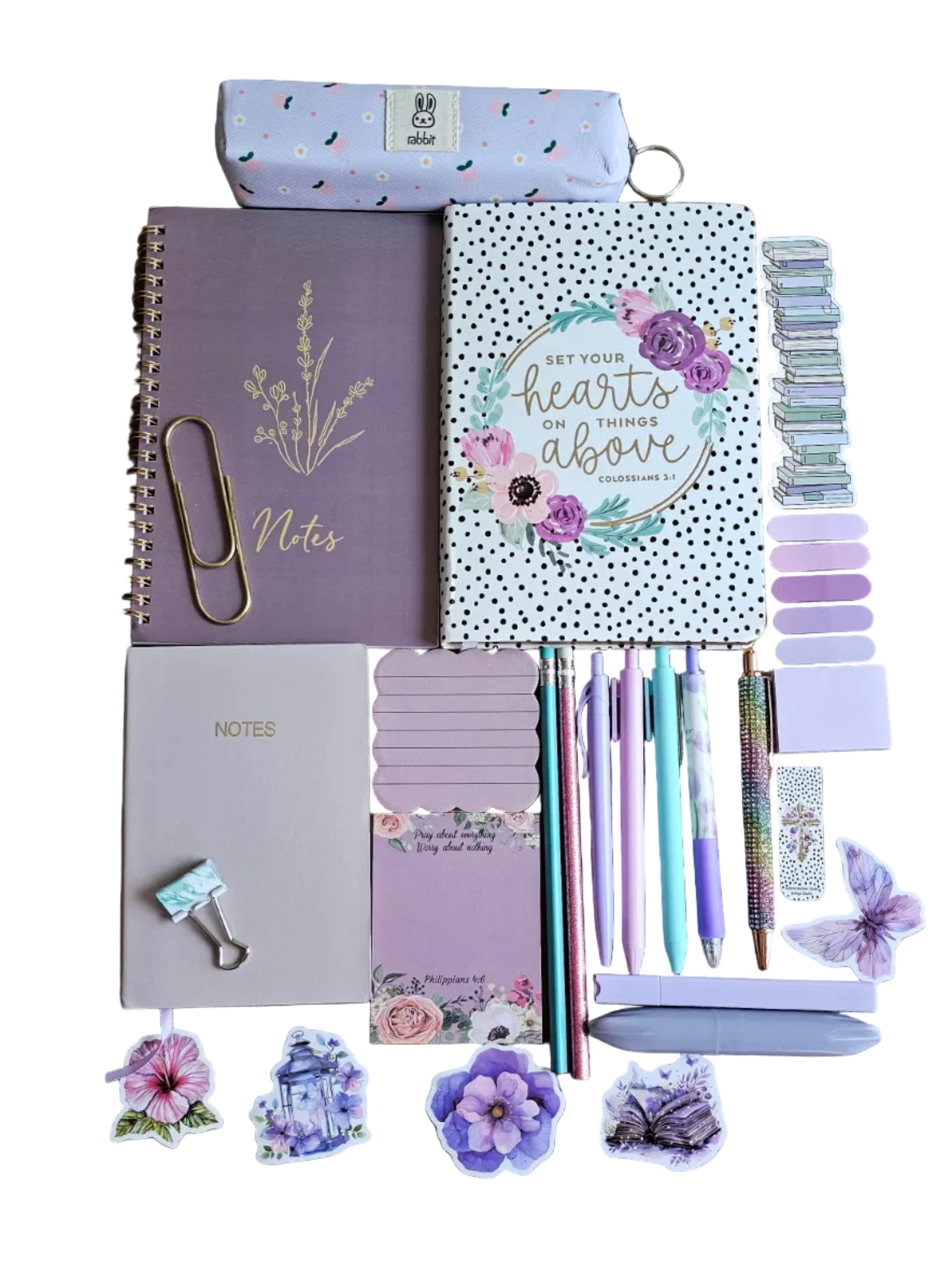 💜 Hearts Above Christian Stationery Gift Set