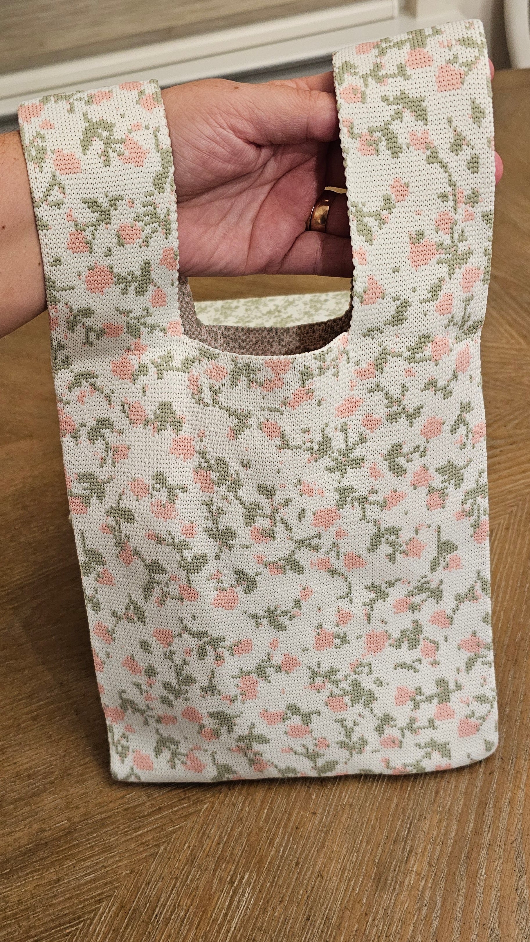Reusable Knit Mini Tote Bag – Floral Collection