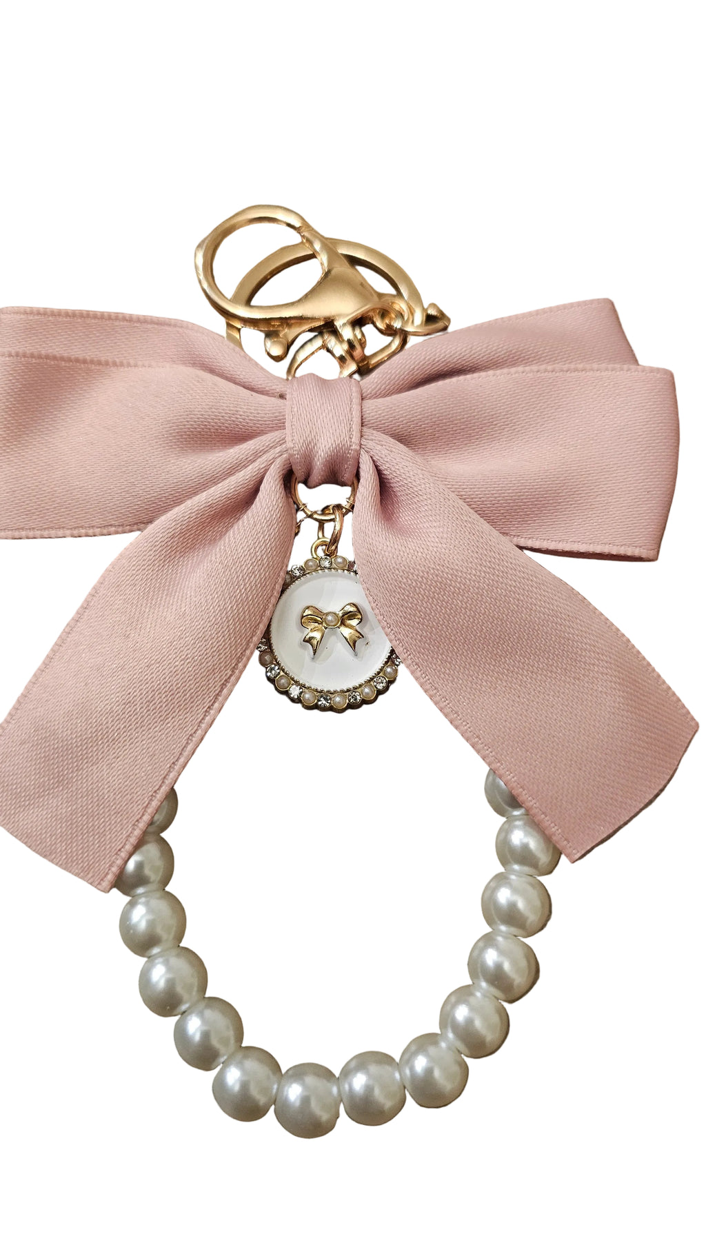 Elegant Pearl Bow Keychain