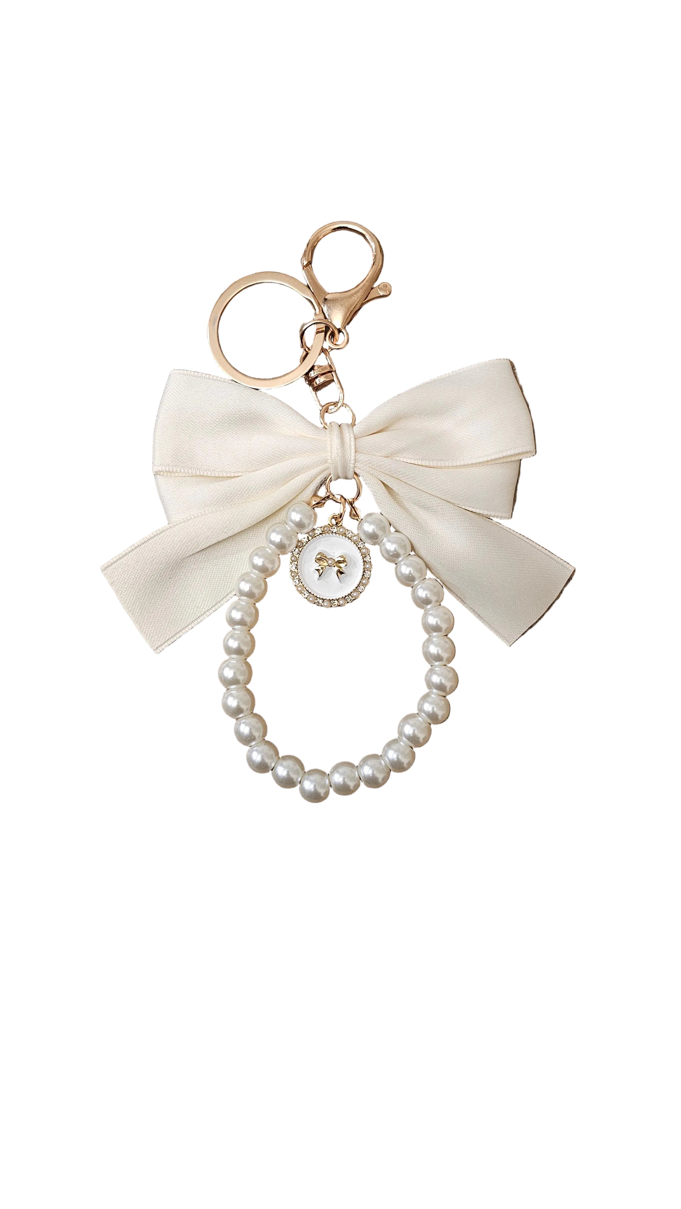 Elegant Pearl Bow Keychain