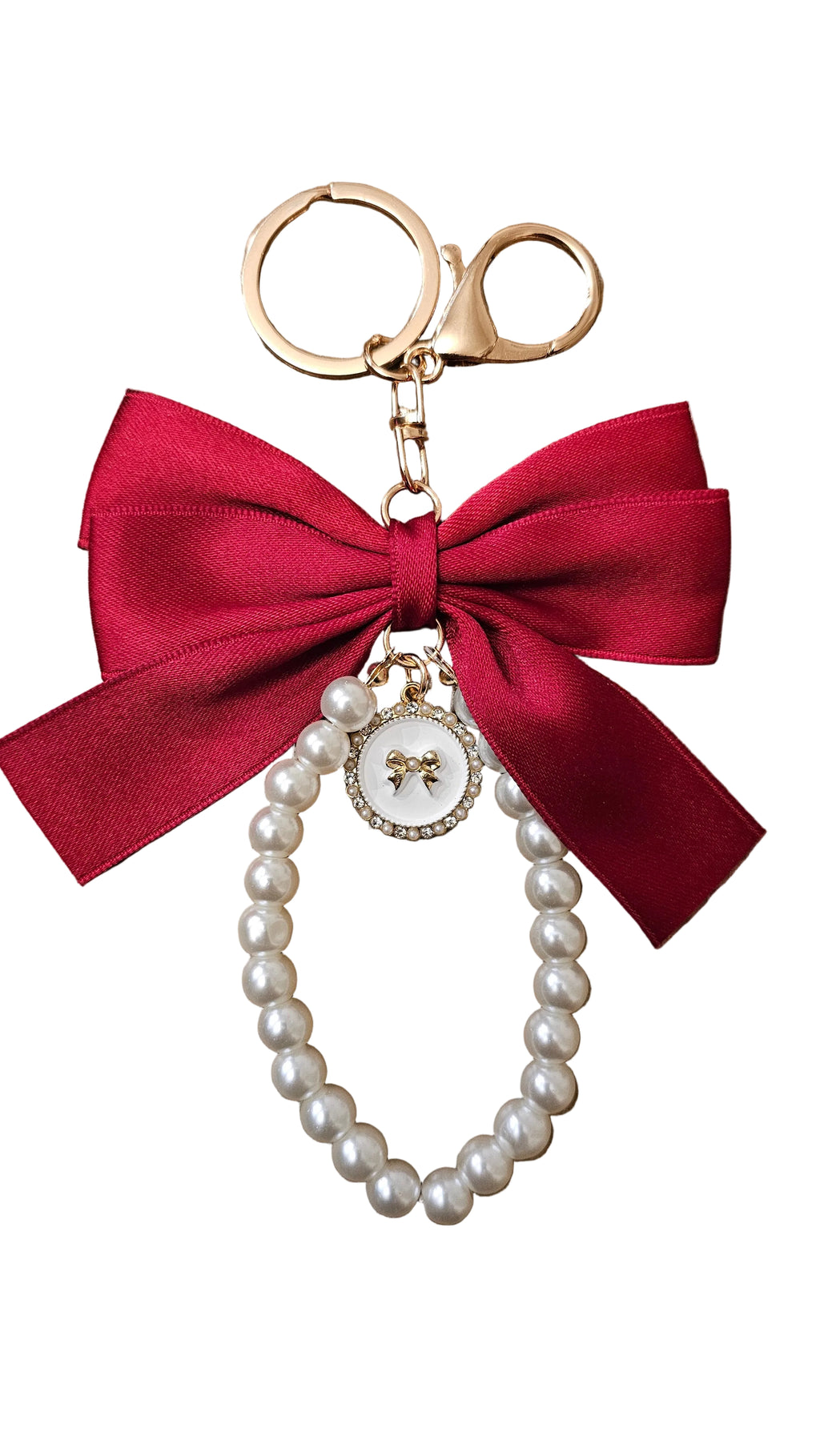 Elegant Pearl Bow Keychain
